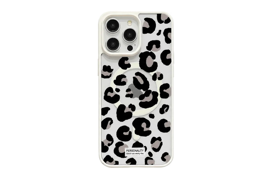 Leopard Print Clear Phone Magsafe